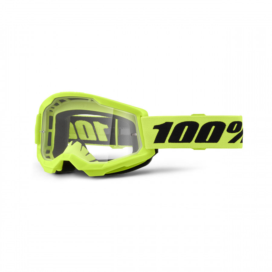 100%, STRATA 2 Youth briller Neon Yellow - Klar linse, BARN
